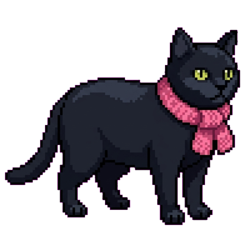 Pixel black cat companion